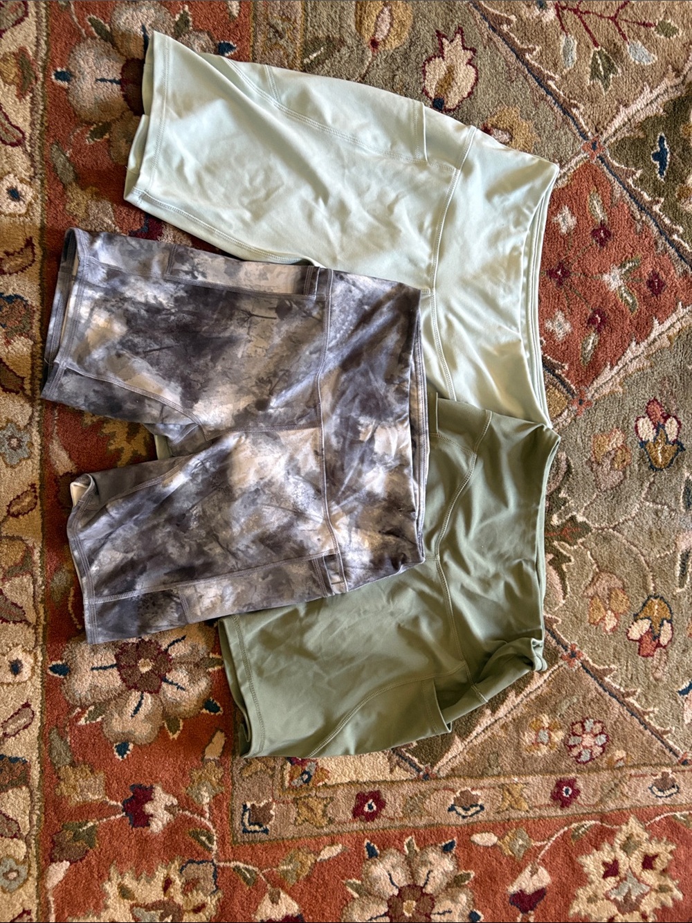 lululemon athletica Sage Green and Gray Tie-Dye Active Bottoms Trio